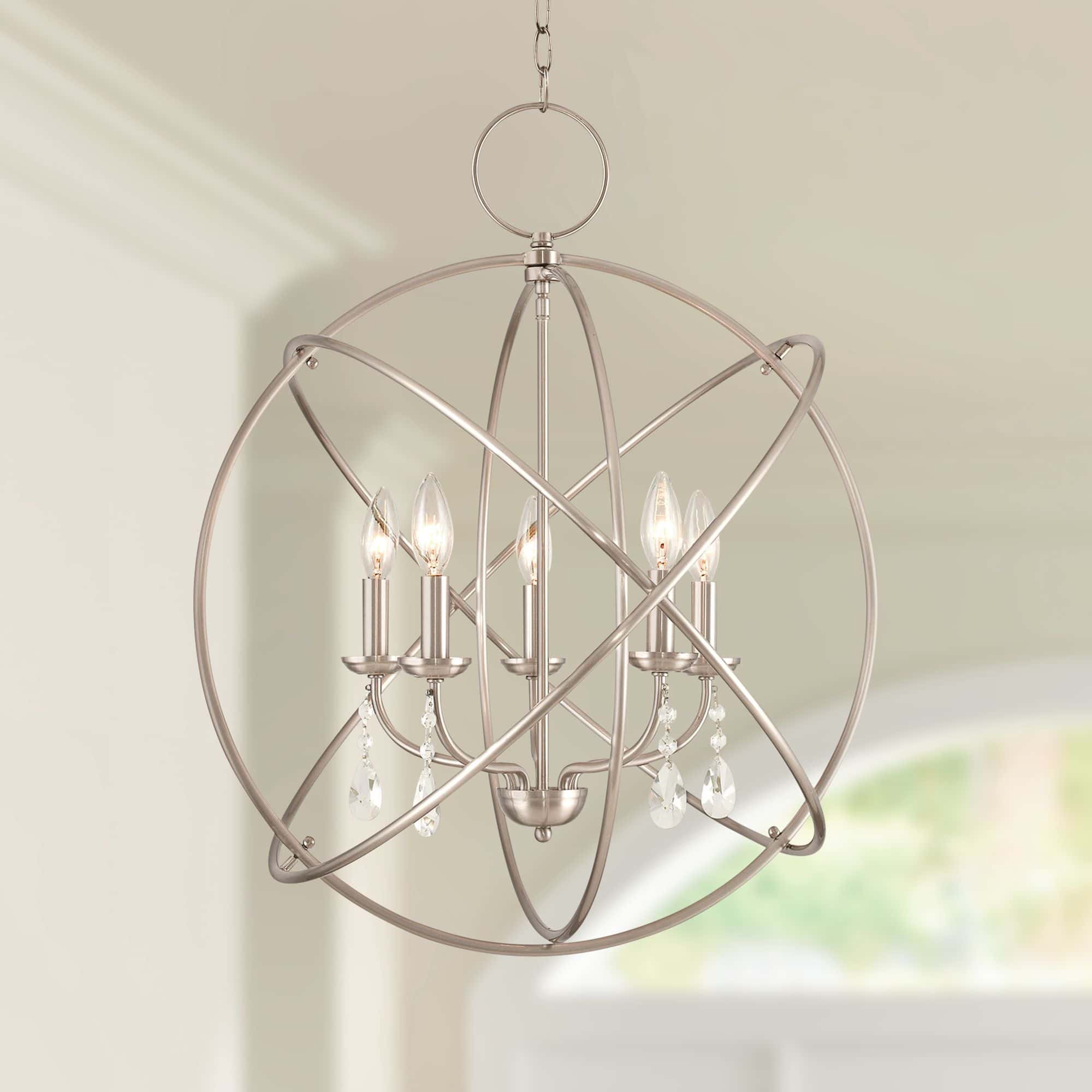 Livex Aria 22" Brushed Nickel 5-Light Open Orb Chandelier