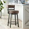 Armen Living Madrid 26 1/2" Bandero Tobacco Fabric Swivel Counter Stool