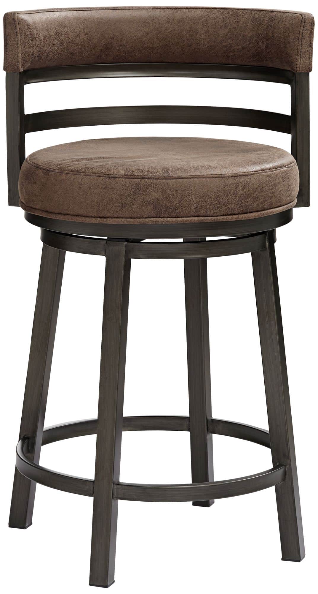 Armen Living Madrid 26 1/2" Bandero Tobacco Fabric Swivel Counter Stool