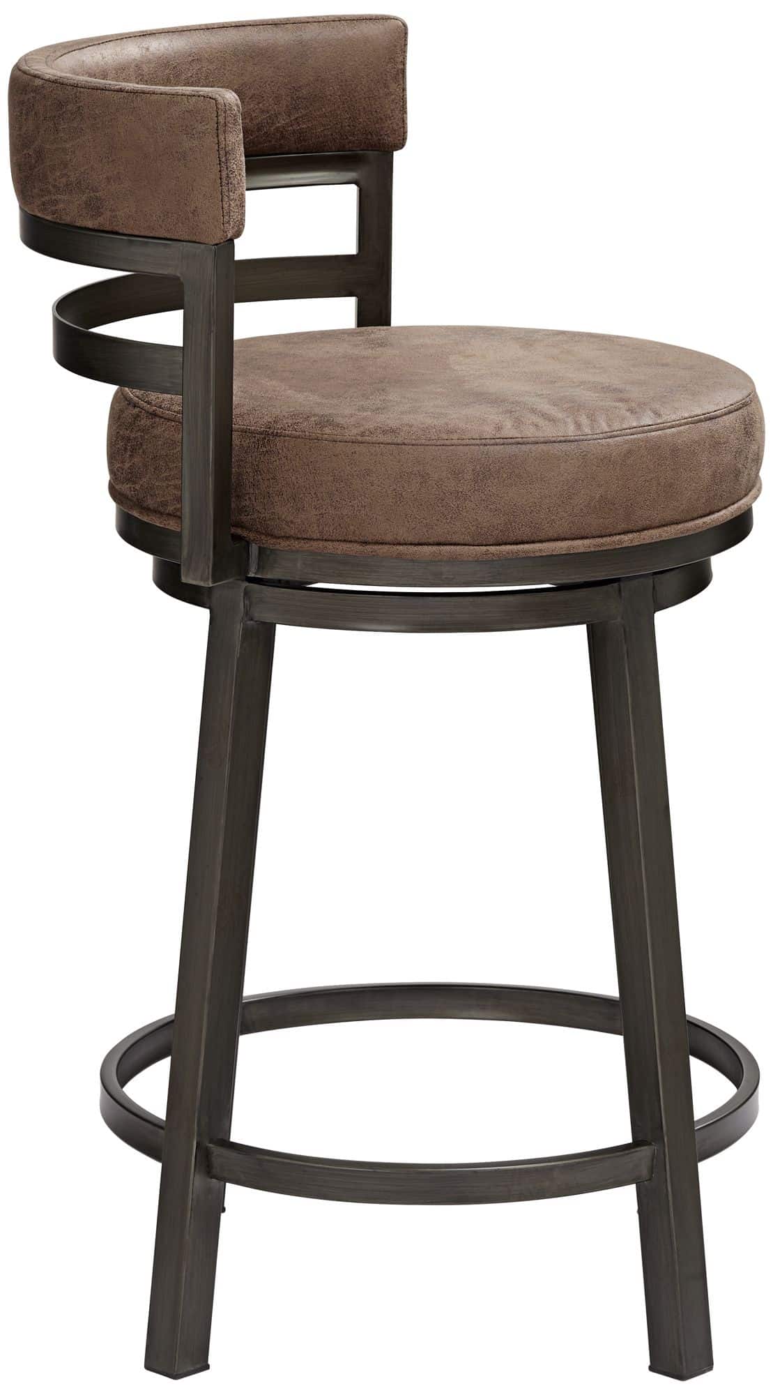 Armen Living Madrid 26 1/2" Bandero Tobacco Fabric Swivel Counter Stool