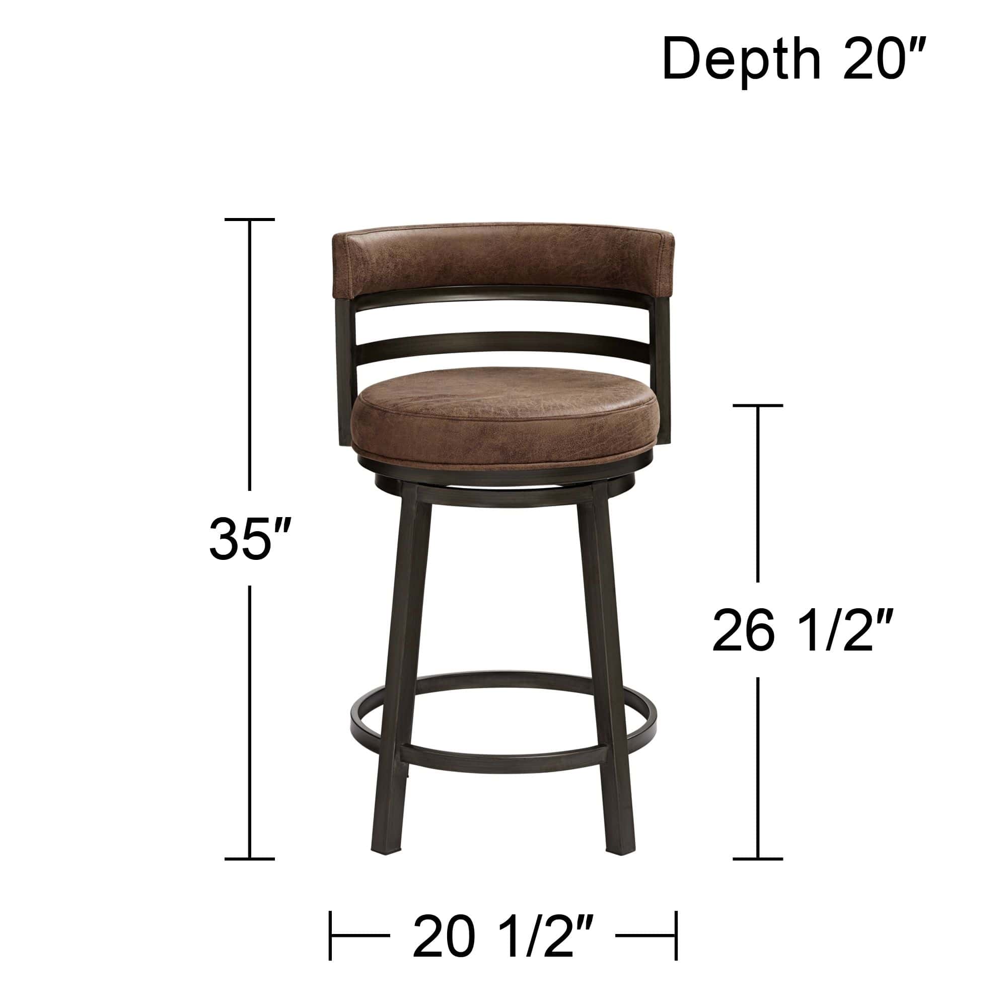 Armen Living Madrid 26 1/2" Bandero Tobacco Fabric Swivel Counter Stool