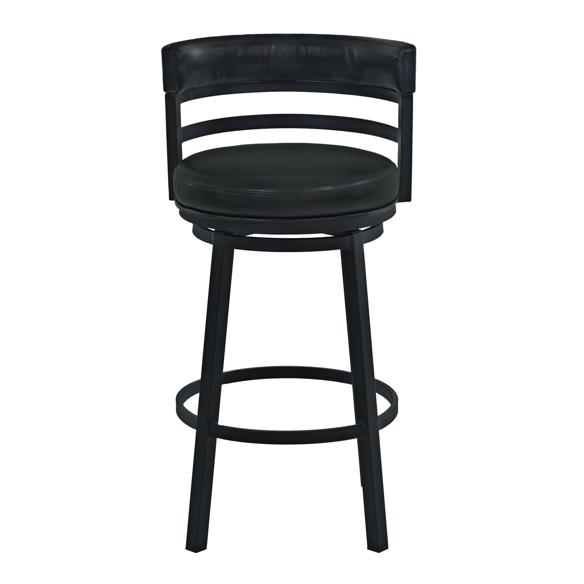 Armen Living Madrid 26 1/2" Ford Black Faux Leather Swivel Counter Stool