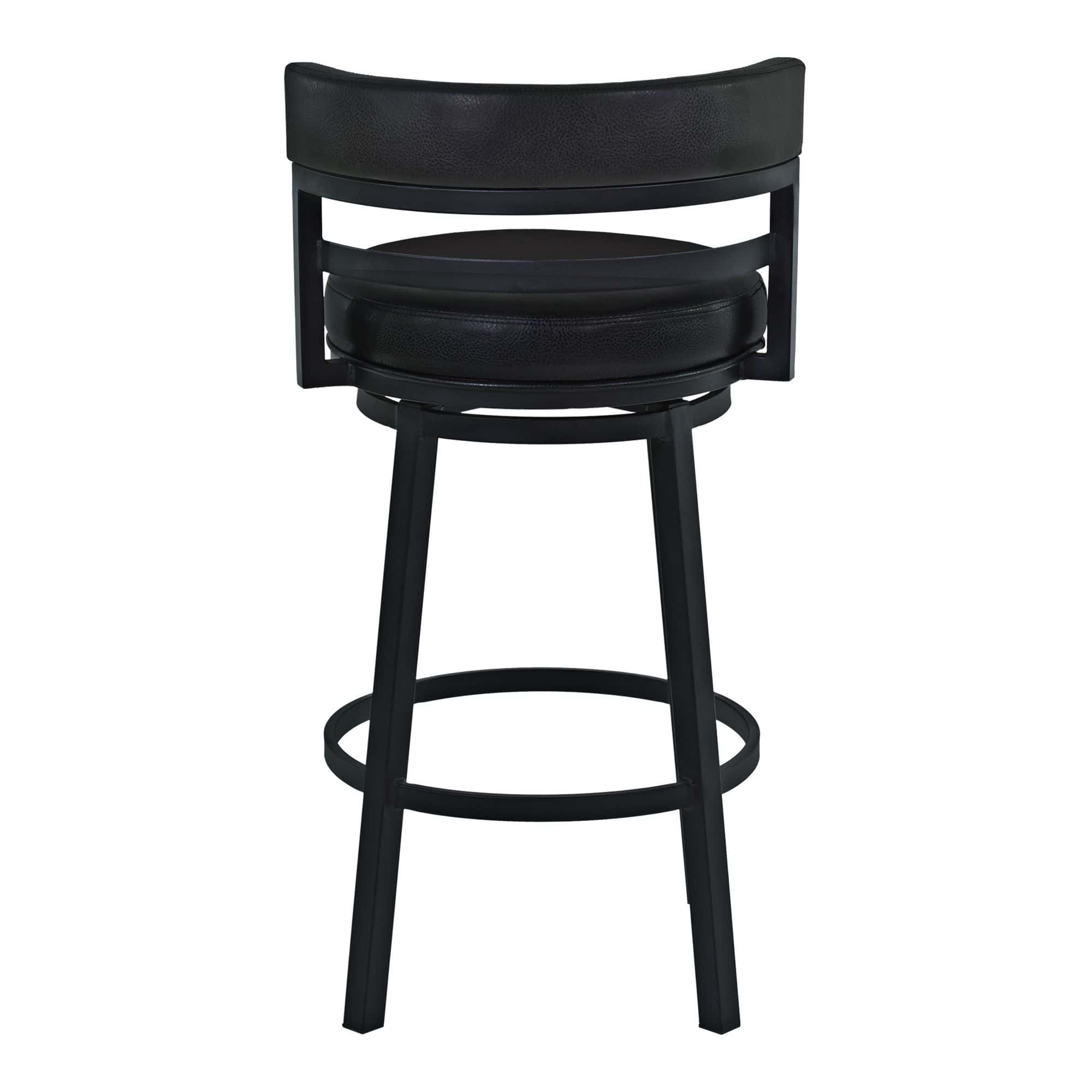 Armen Living Madrid 26 1/2" Ford Black Faux Leather Swivel Counter Stool