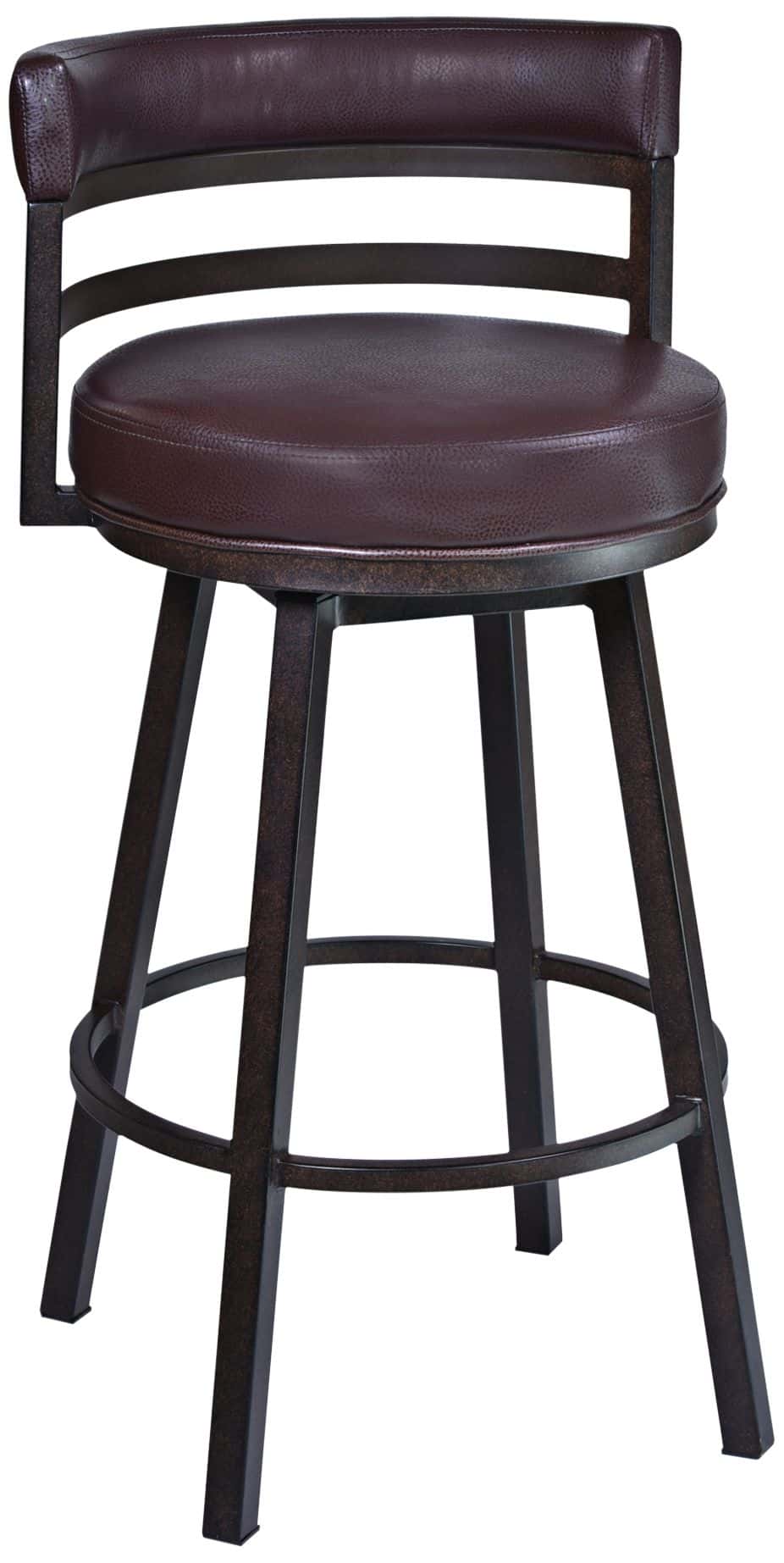 Armen Living Madrid 26 1/2" Ford Brown Faux Leather Swivel Counter Stool