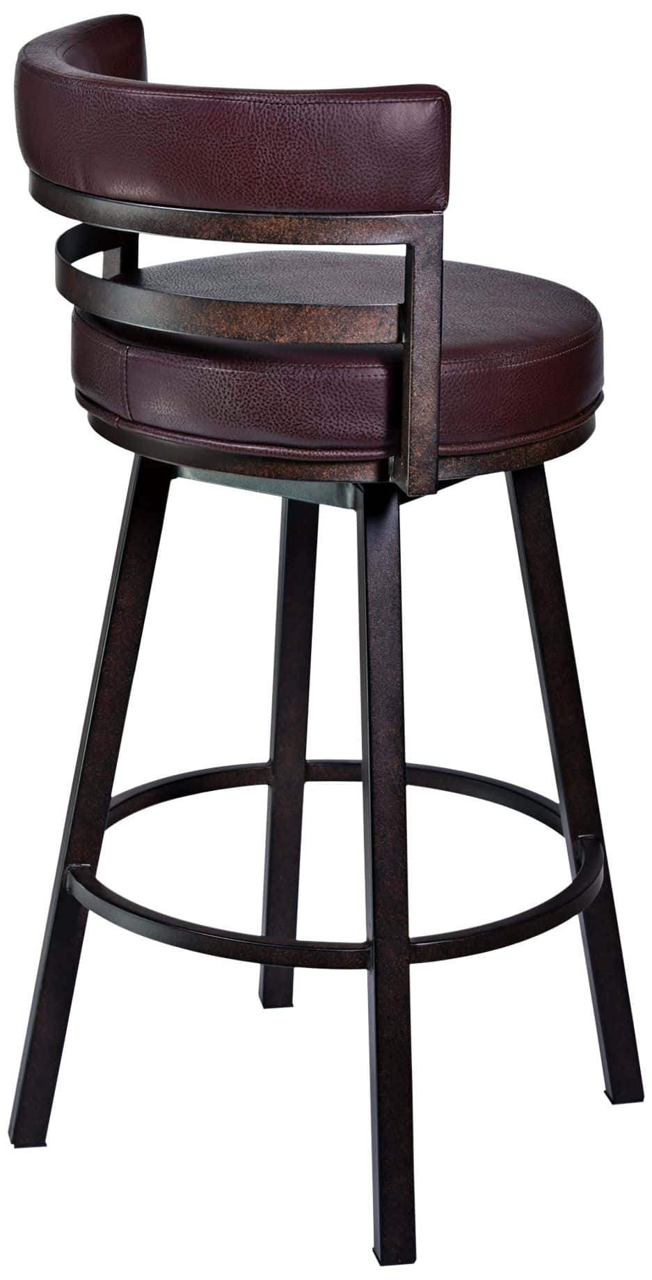 Armen Living Madrid 26 1/2" Ford Brown Faux Leather Swivel Counter Stool