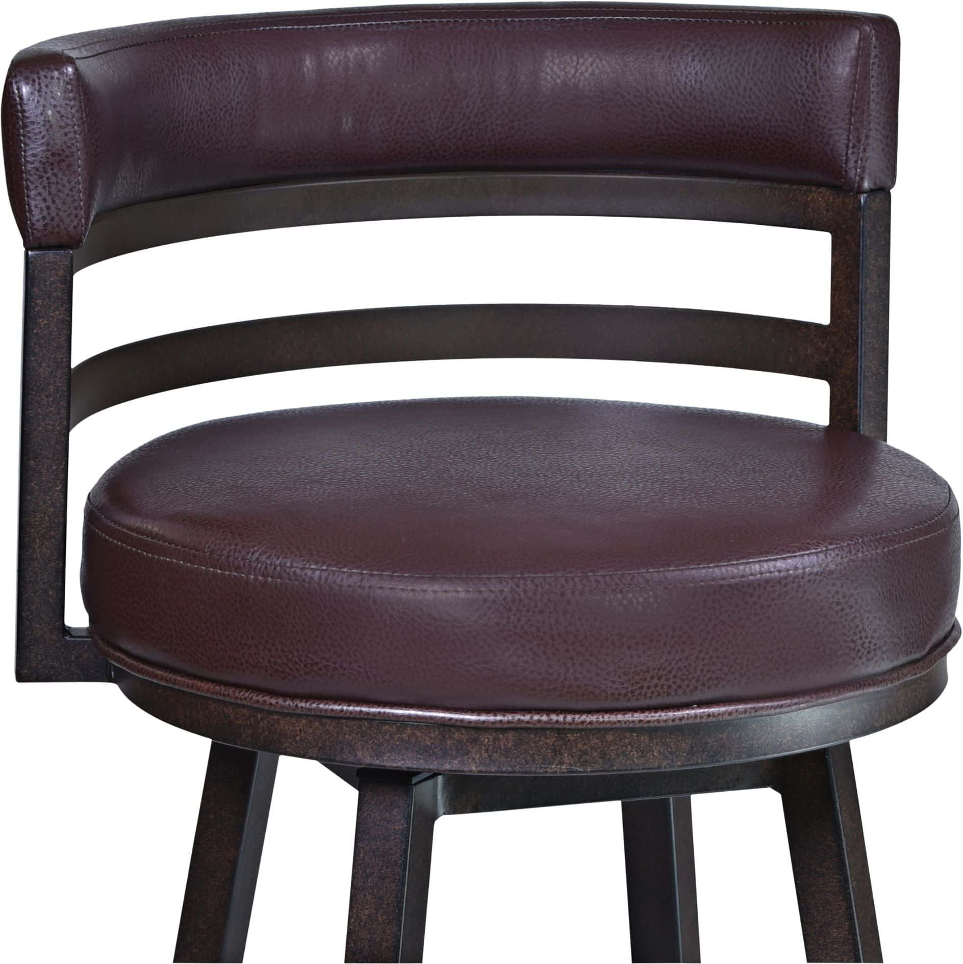 Armen Living Madrid 26 1/2" Ford Brown Faux Leather Swivel Counter Stool