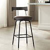 Elm Lane Maxwell Matte Black Metal and Leather Swivel Counter Stool