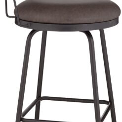 Elm Lane Maxwell Matte Black Metal and Leather Swivel Counter Stool