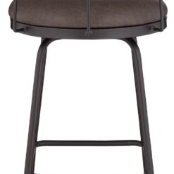 Elm Lane Maxwell Matte Black Metal and Leather Swivel Counter Stool