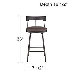 Elm Lane Maxwell Matte Black Metal and Leather Swivel Counter Stool