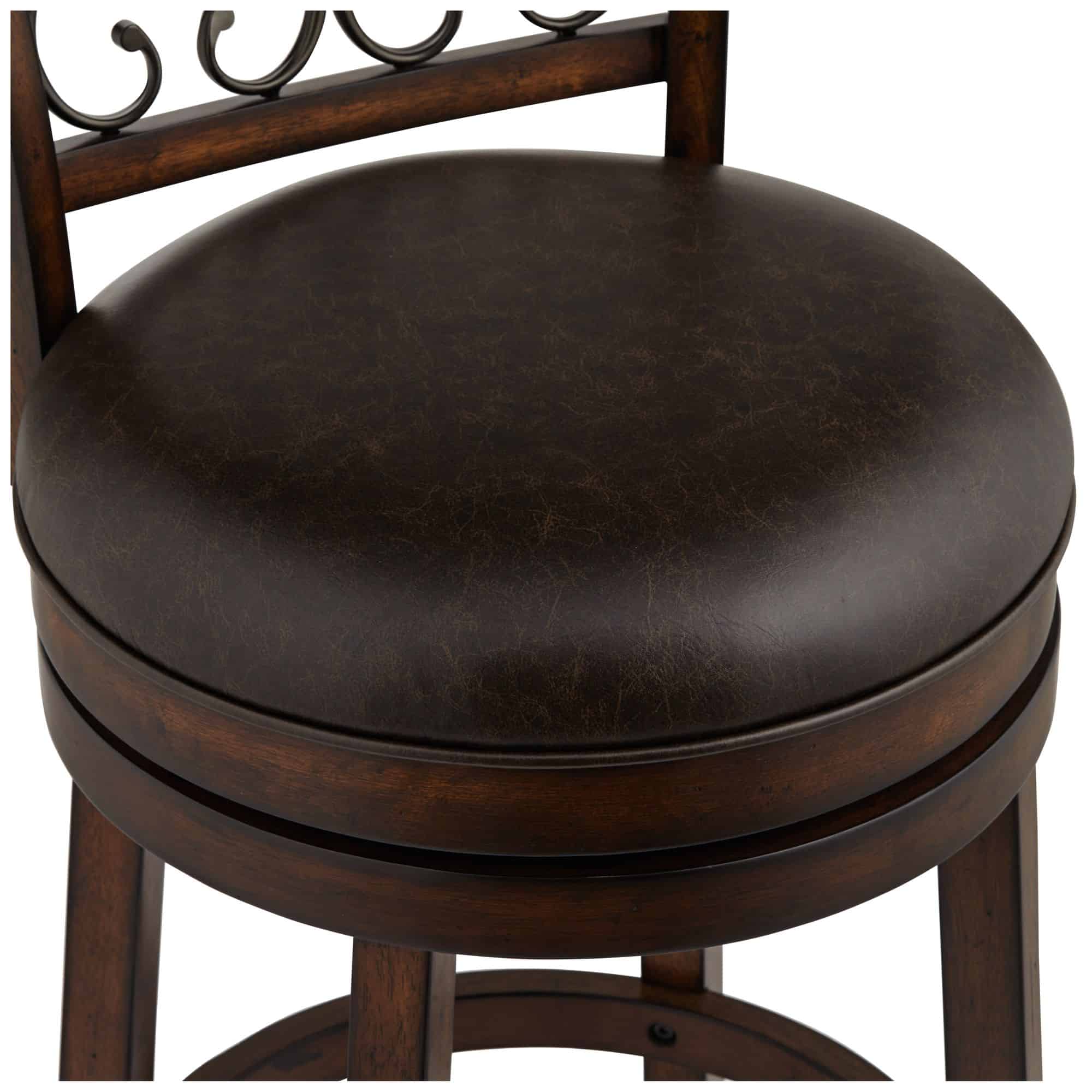 Hillsdale Newton 26" Brown Faux Leather and Wood Swivel Counter Stool