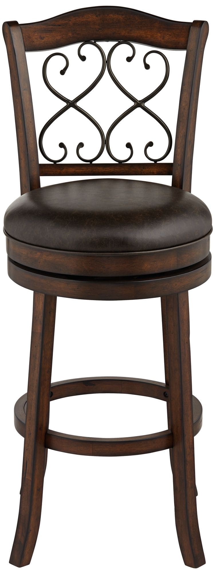 Hillsdale Newton 26" Brown Faux Leather and Wood Swivel Counter Stool