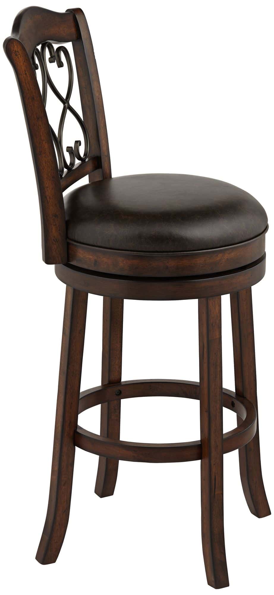 Hillsdale Newton 26" Brown Faux Leather and Wood Swivel Counter Stool