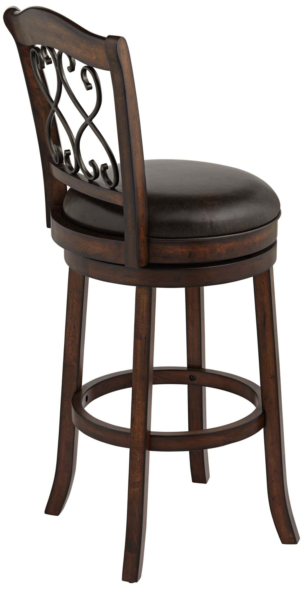Hillsdale Newton 26" Brown Faux Leather and Wood Swivel Counter Stool
