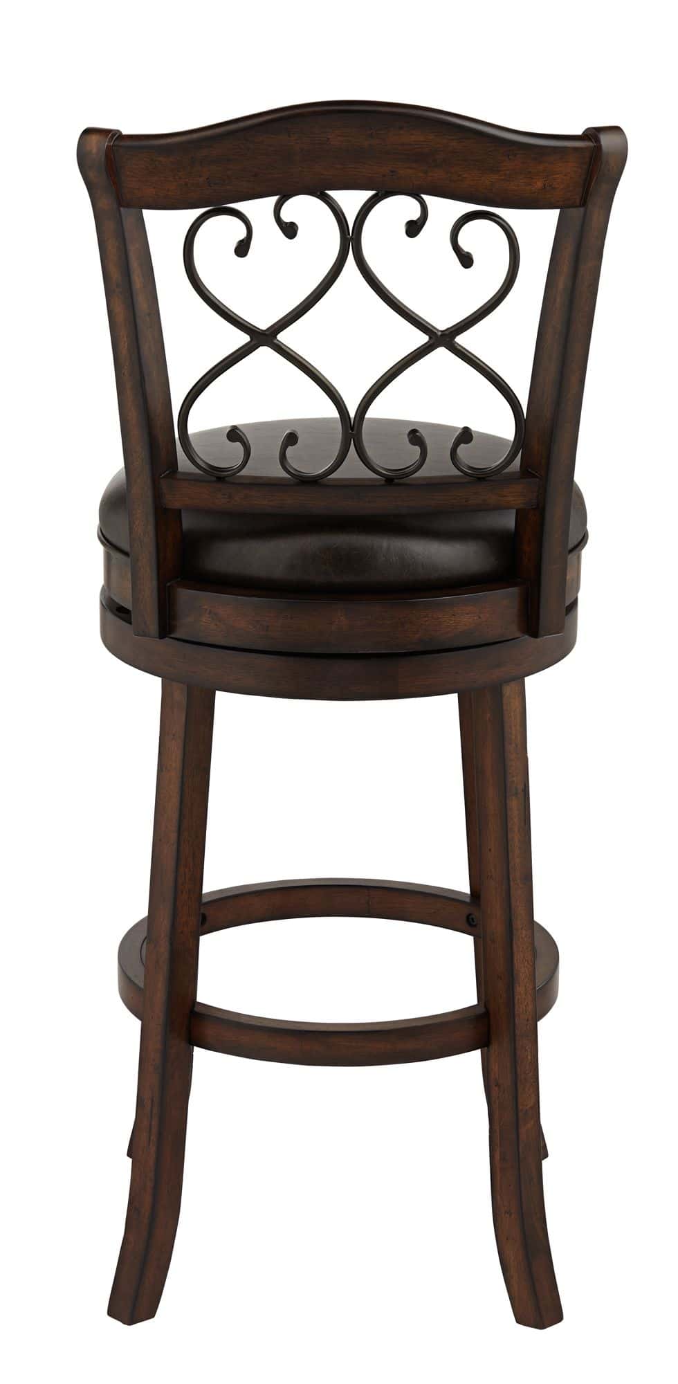 Hillsdale Newton 26" Brown Faux Leather and Wood Swivel Counter Stool