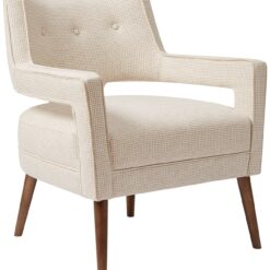 Madison Park Nicoli Cream Houndstooth Fabric Tufted Accent Chair