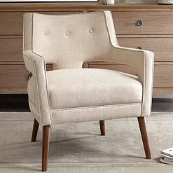 Madison Park Nicoli Cream Houndstooth Fabric Tufted Accent Chair