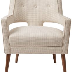 Madison Park Nicoli Cream Houndstooth Fabric Tufted Accent Chair