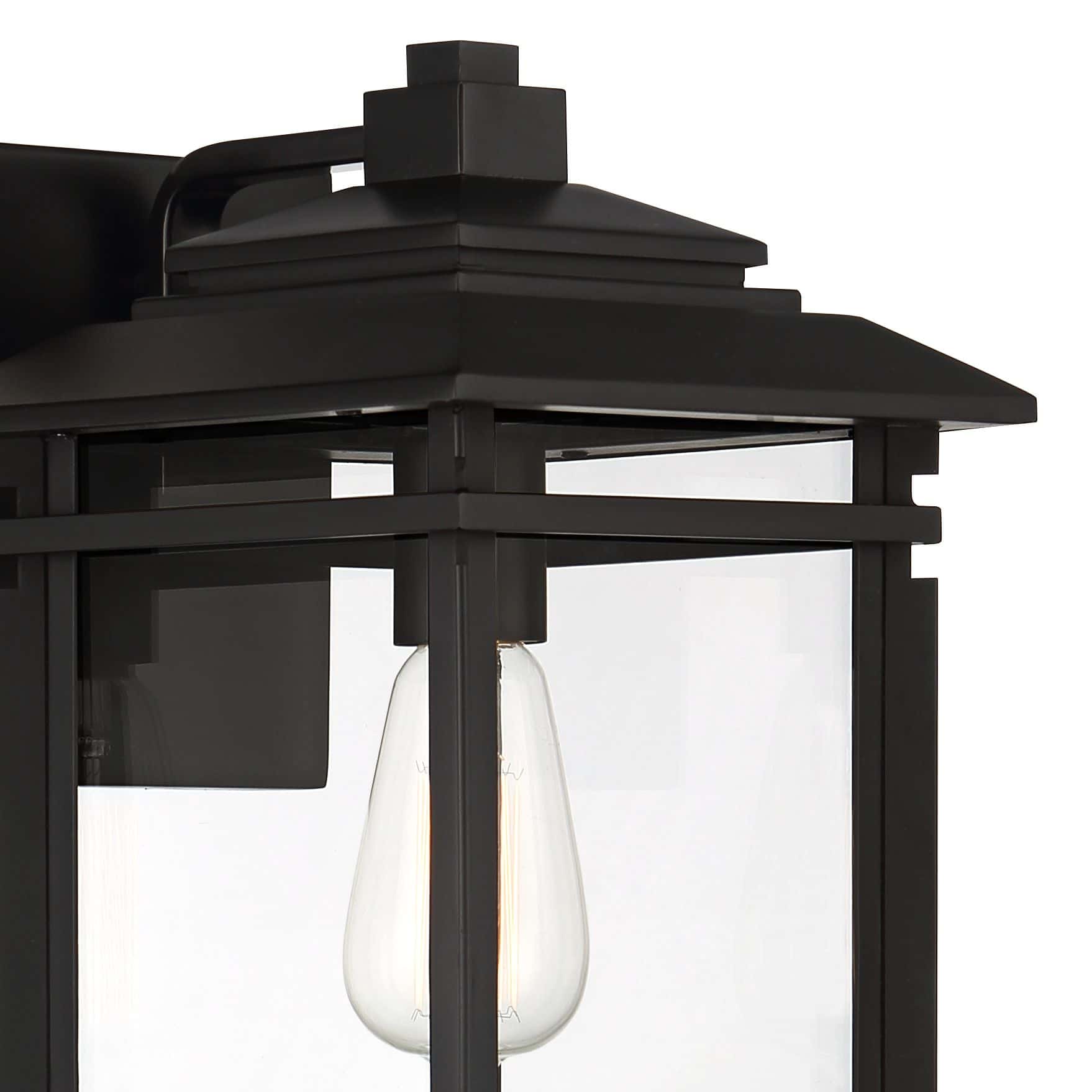 North House 16" High Matte Black and Glass Outdoor Wall Light