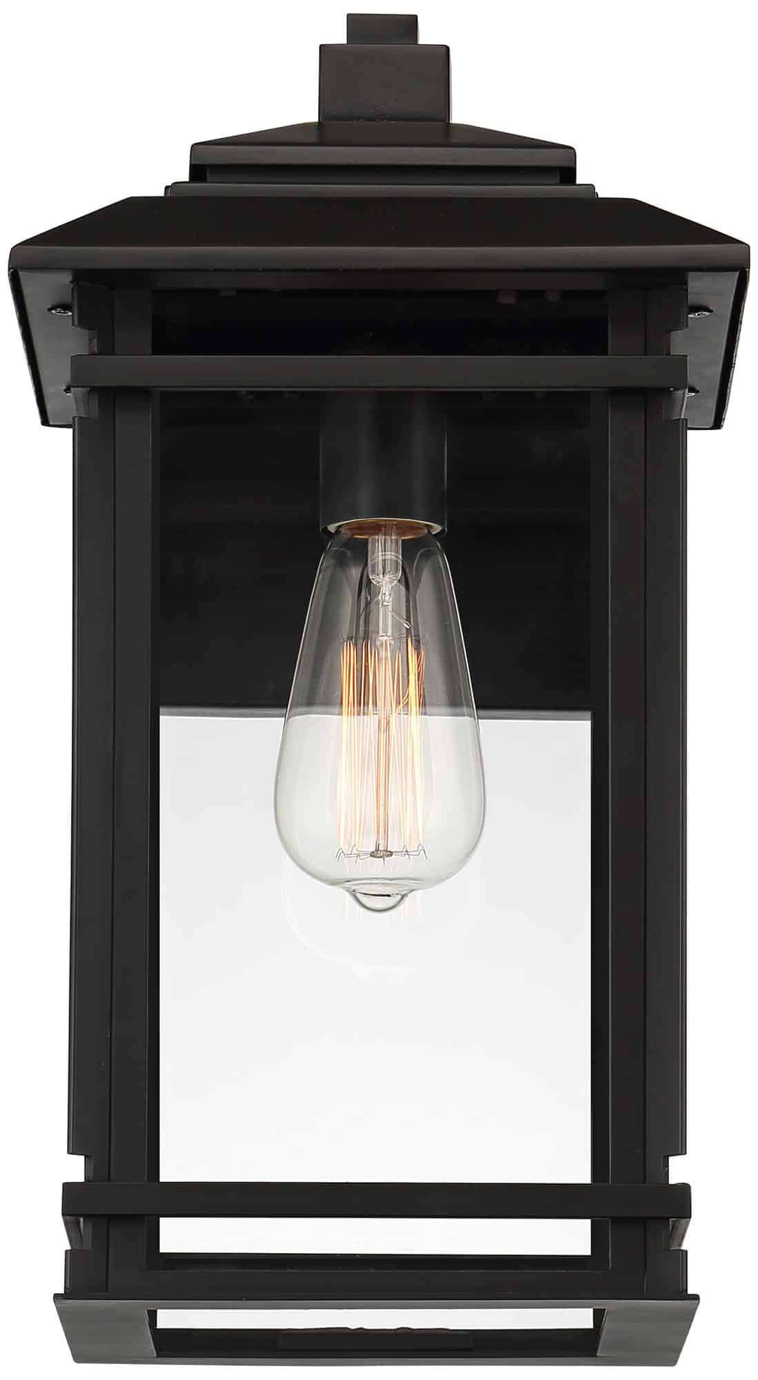 North House 16" High Matte Black and Glass Outdoor Wall Light