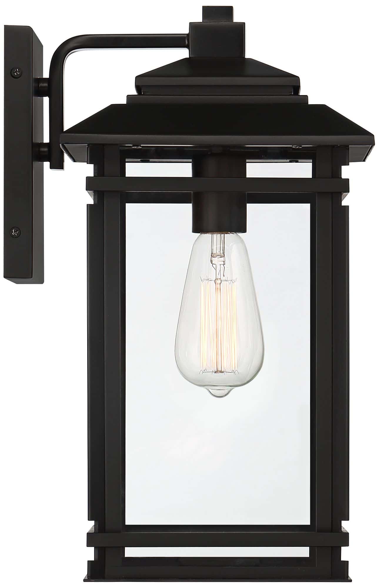 North House 16" High Matte Black and Glass Outdoor Wall Light