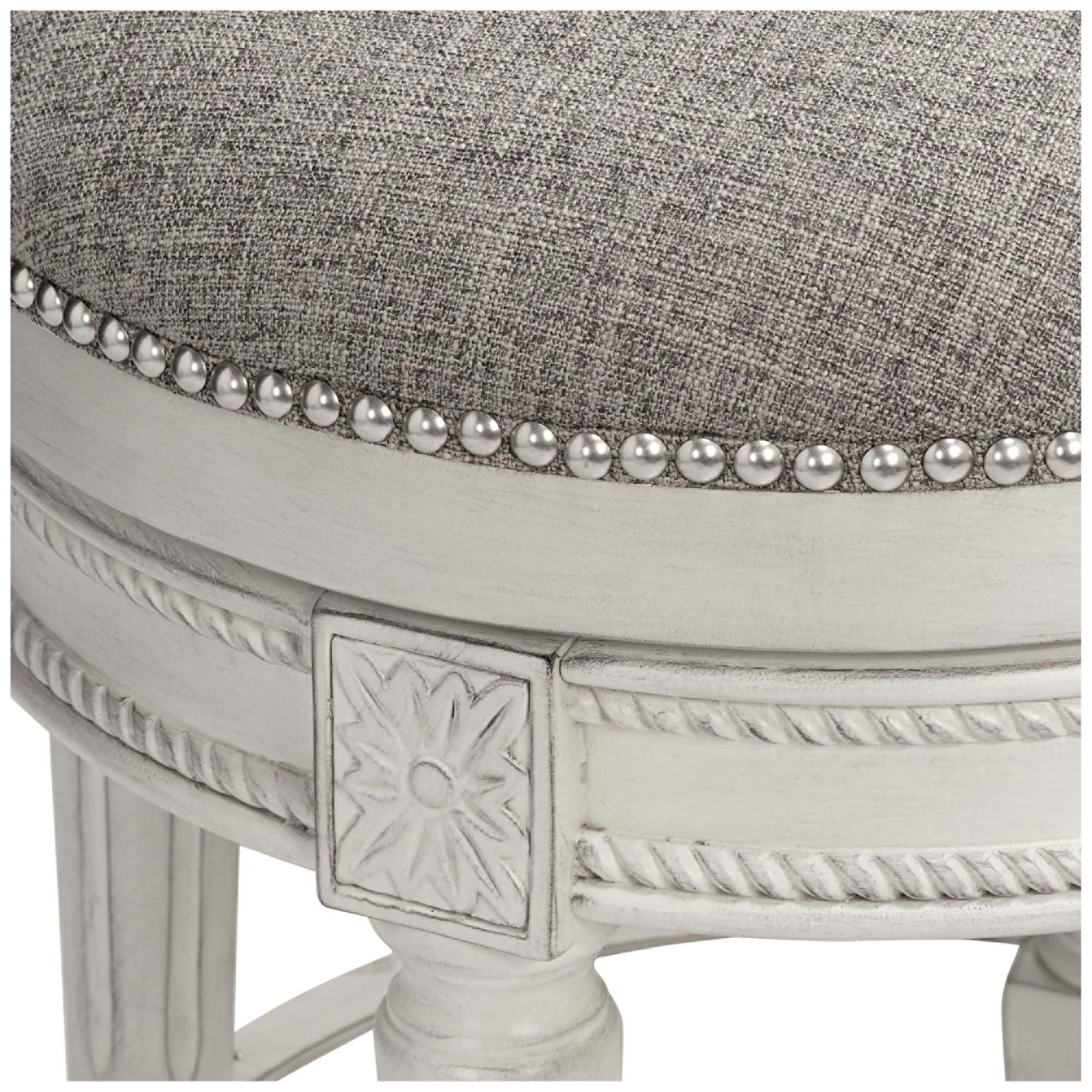 55 Downing Street Oliver 26" Pewter Fabric Vintage Gray Swivel Counter Stool