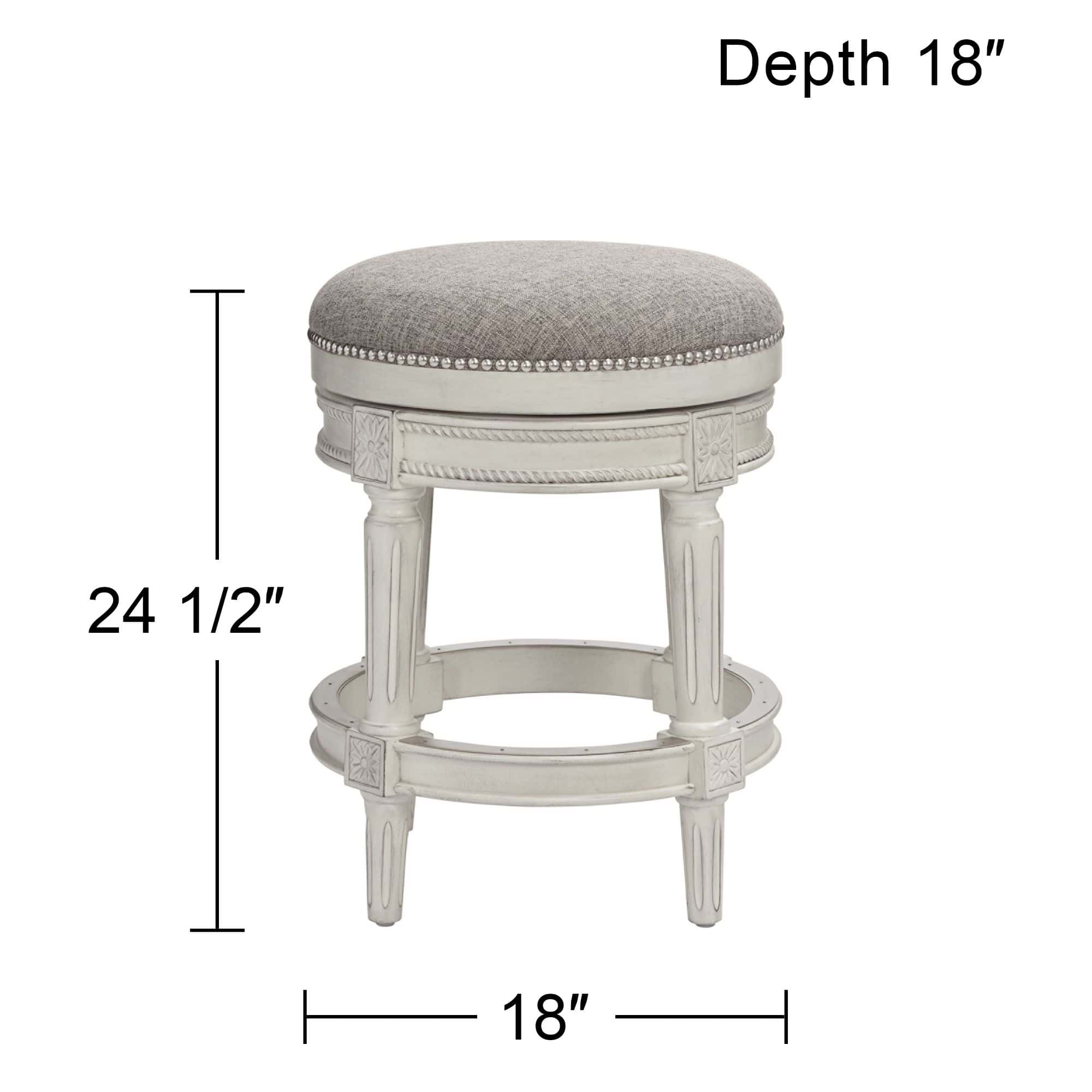 55 Downing Street Oliver 26" Pewter Fabric Vintage Gray Swivel Counter Stool