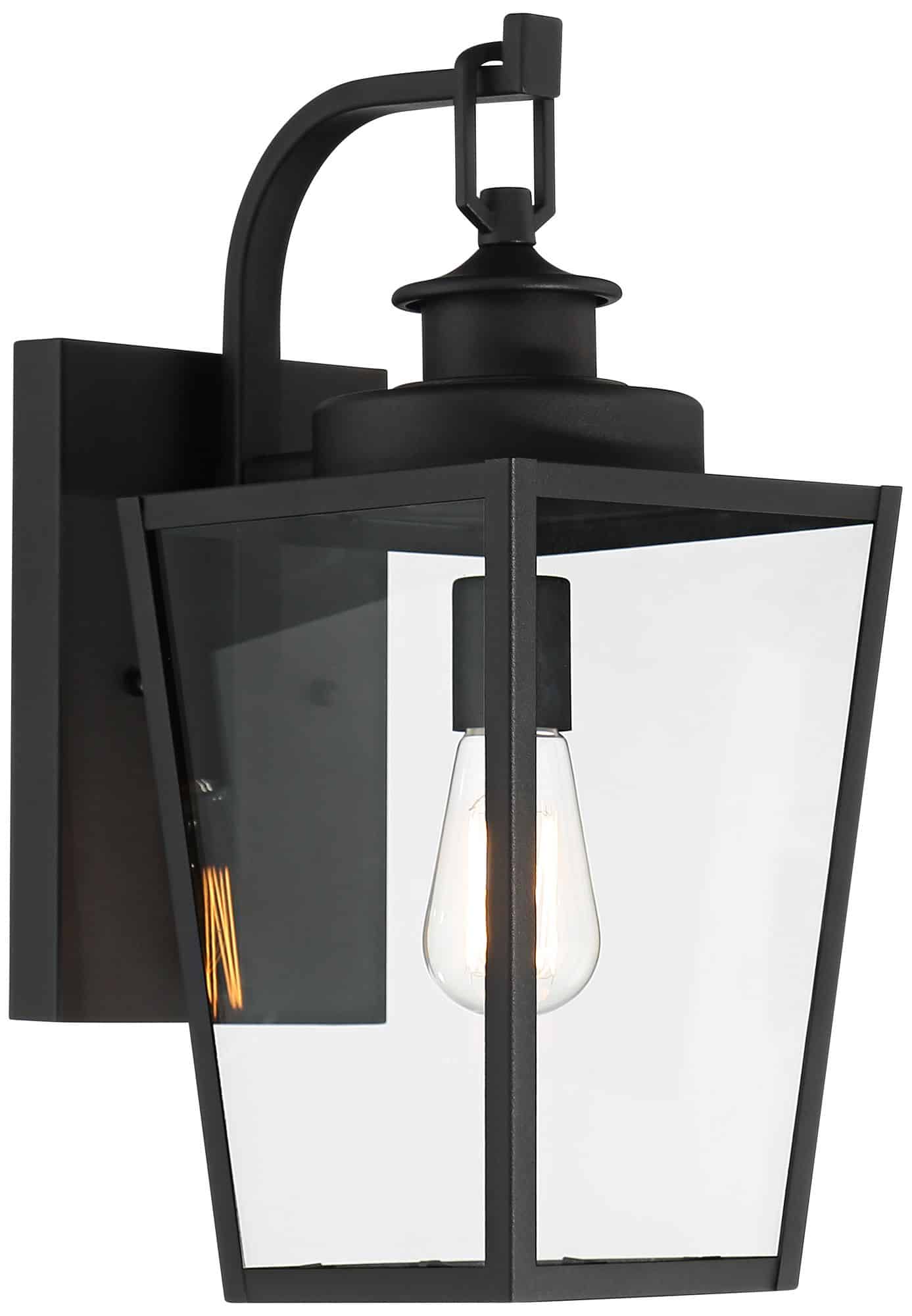 Possini Euro Ackerly 17 1/4" High Textured Black Outdoor Wall Light