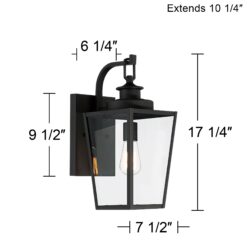 Possini Euro Ackerly 17 1/4" High Textured Black Outdoor Wall Light