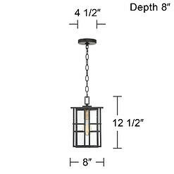 Possini Euro Arley 12 1/2" High Black Outdoor Hanging Light