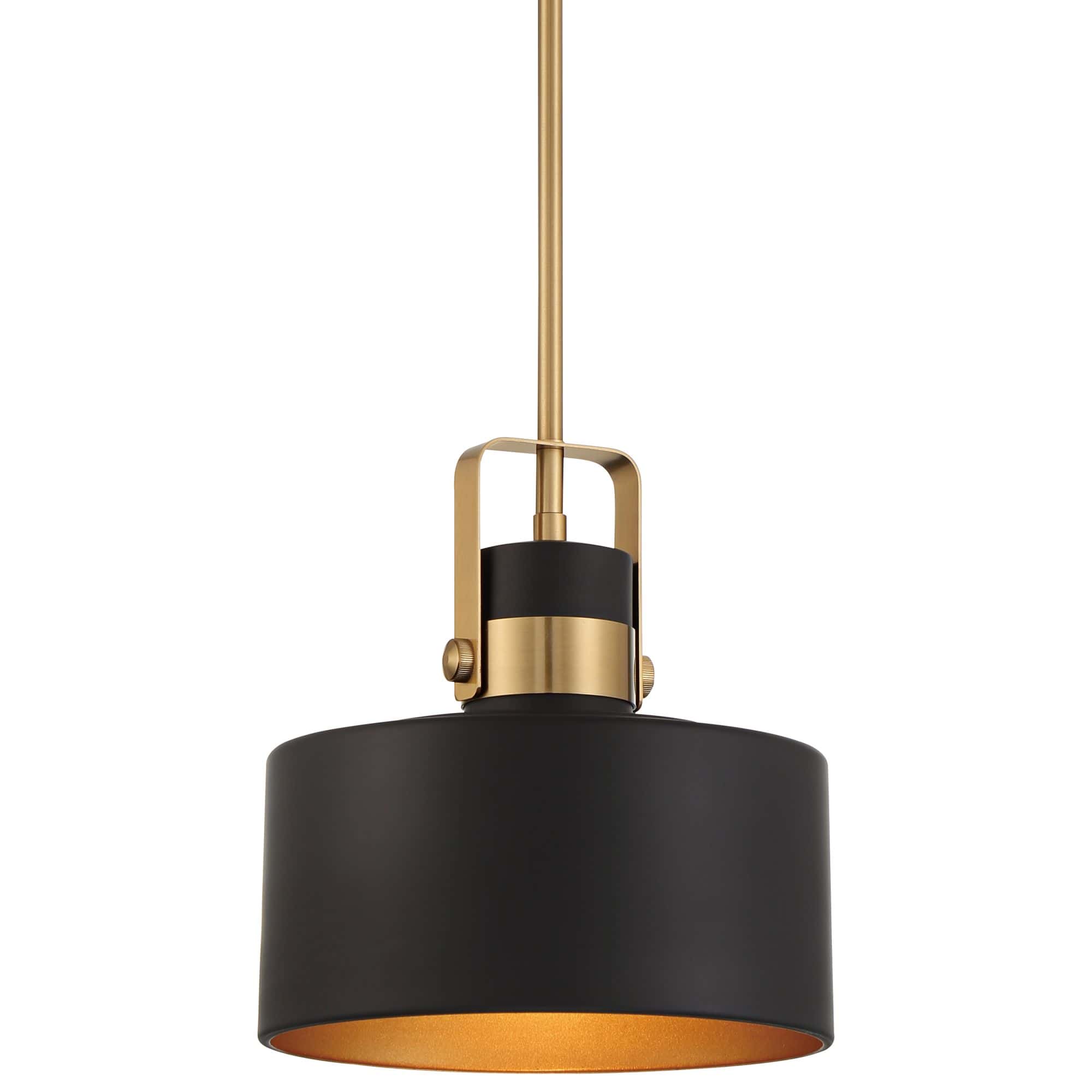 Possini Euro Courtney 10" Soft Gold Matte Black Mini Pendant Light