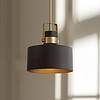 Possini Euro Courtney 10" Soft Gold Matte Black Mini Pendant Light