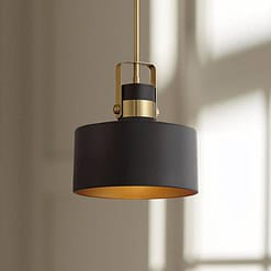 Possini Euro Courtney 10" Soft Gold Matte Black Mini Pendant Light