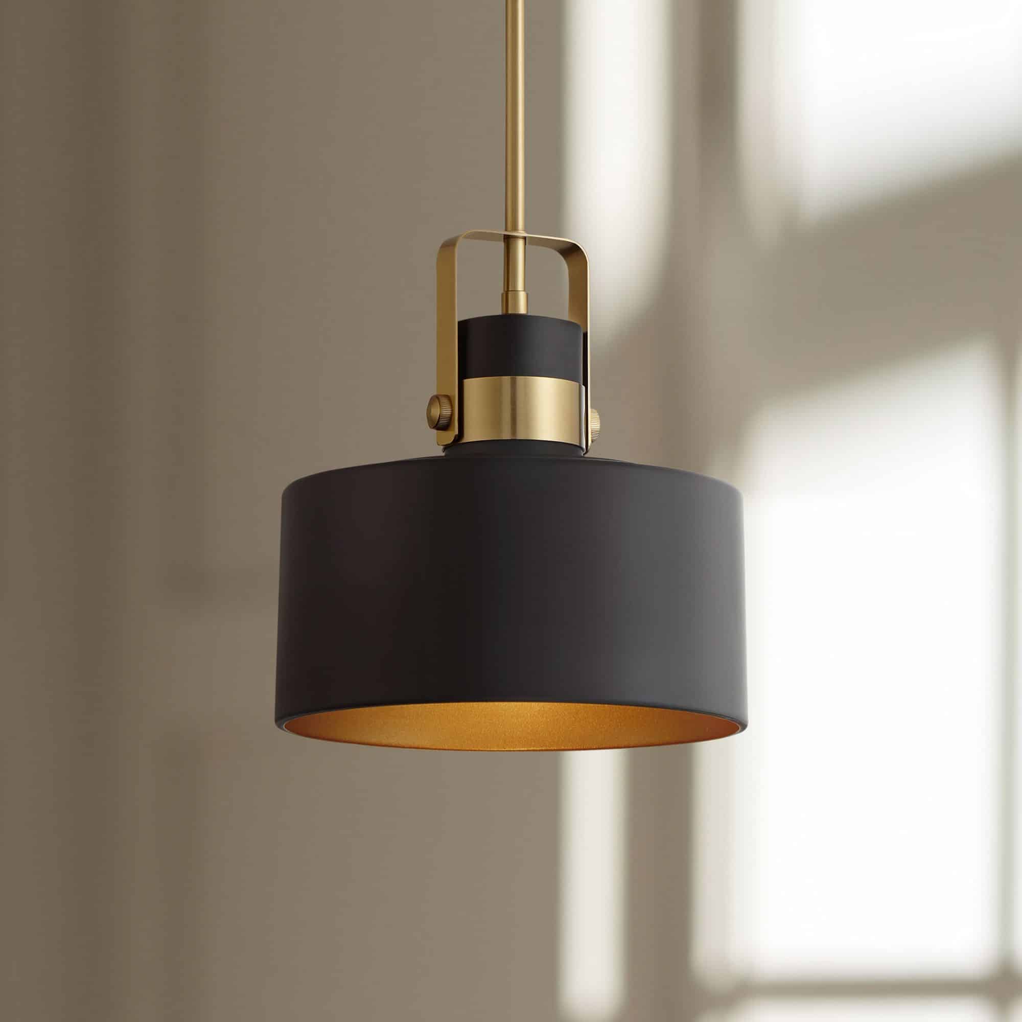 Possini Euro Courtney 10" Soft Gold Matte Black Mini Pendant Light
