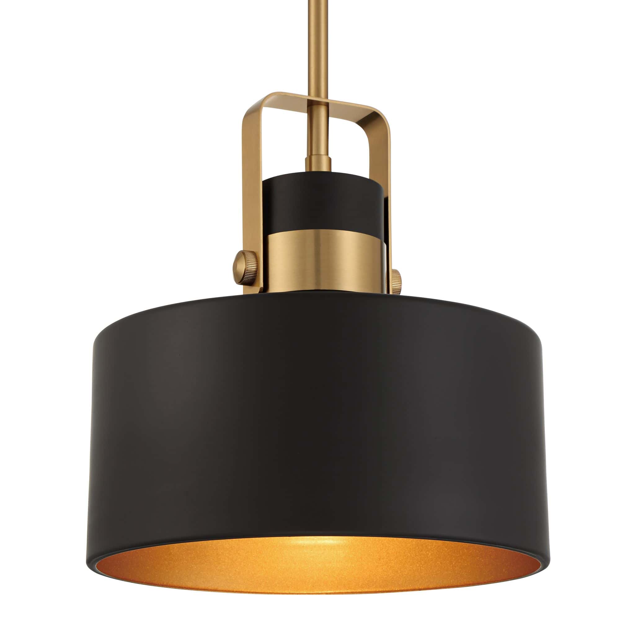 Possini Euro Courtney 10" Soft Gold Matte Black Mini Pendant Light