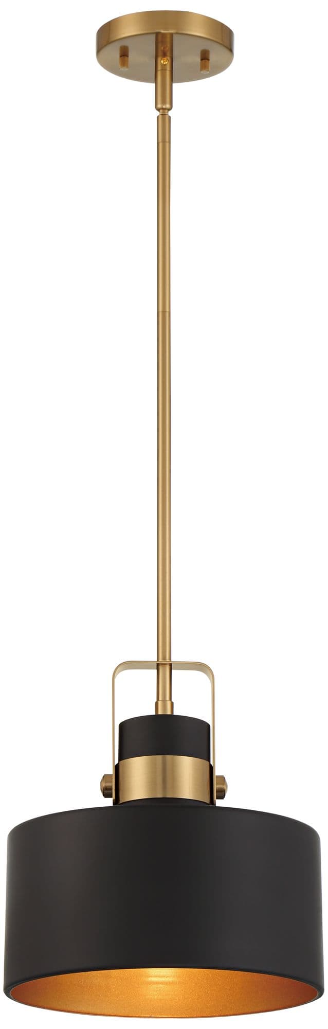 Possini Euro Courtney 10" Soft Gold Matte Black Mini Pendant Light