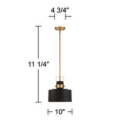 Possini Euro Courtney 10" Soft Gold Matte Black Mini Pendant Light