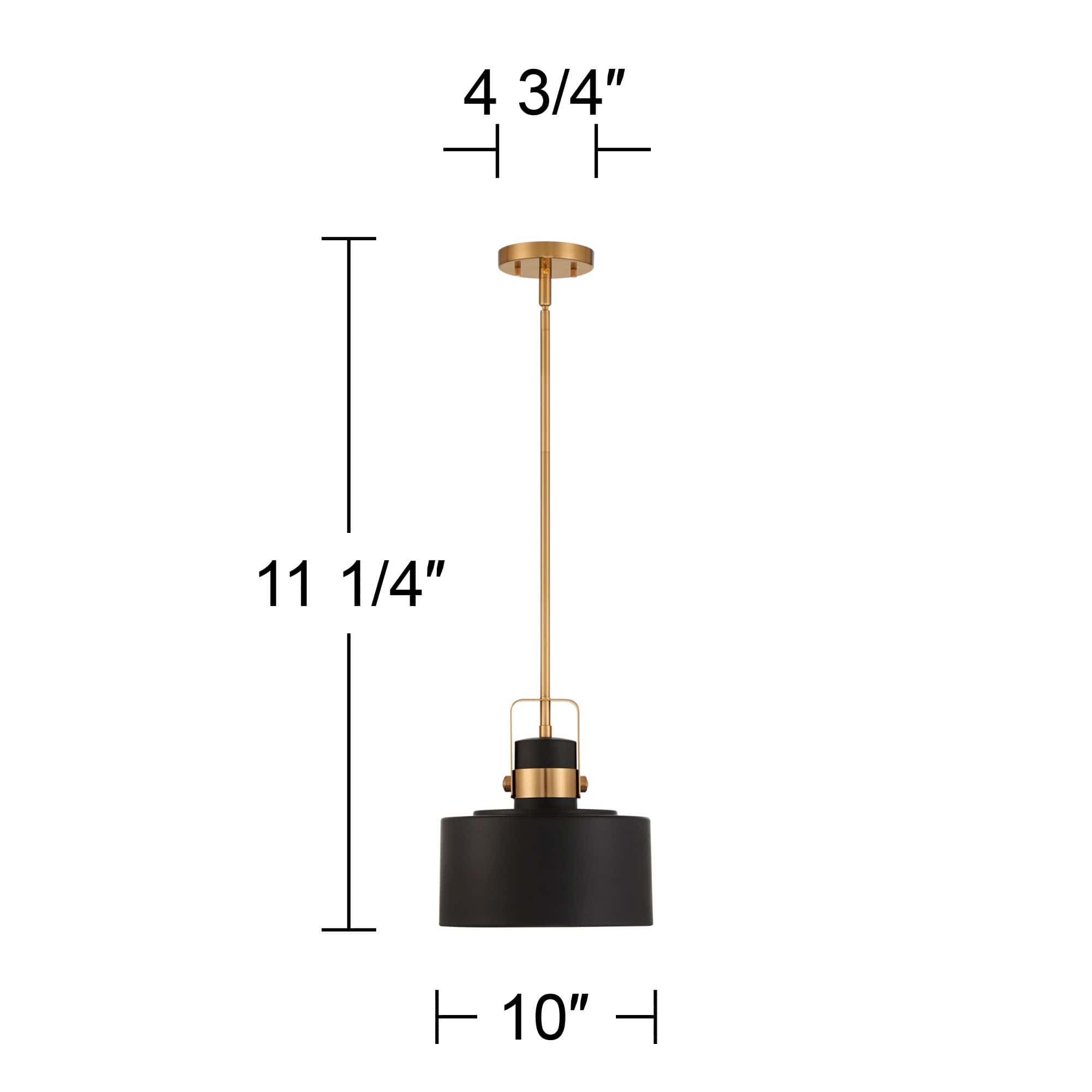 Possini Euro Courtney 10" Soft Gold Matte Black Mini Pendant Light