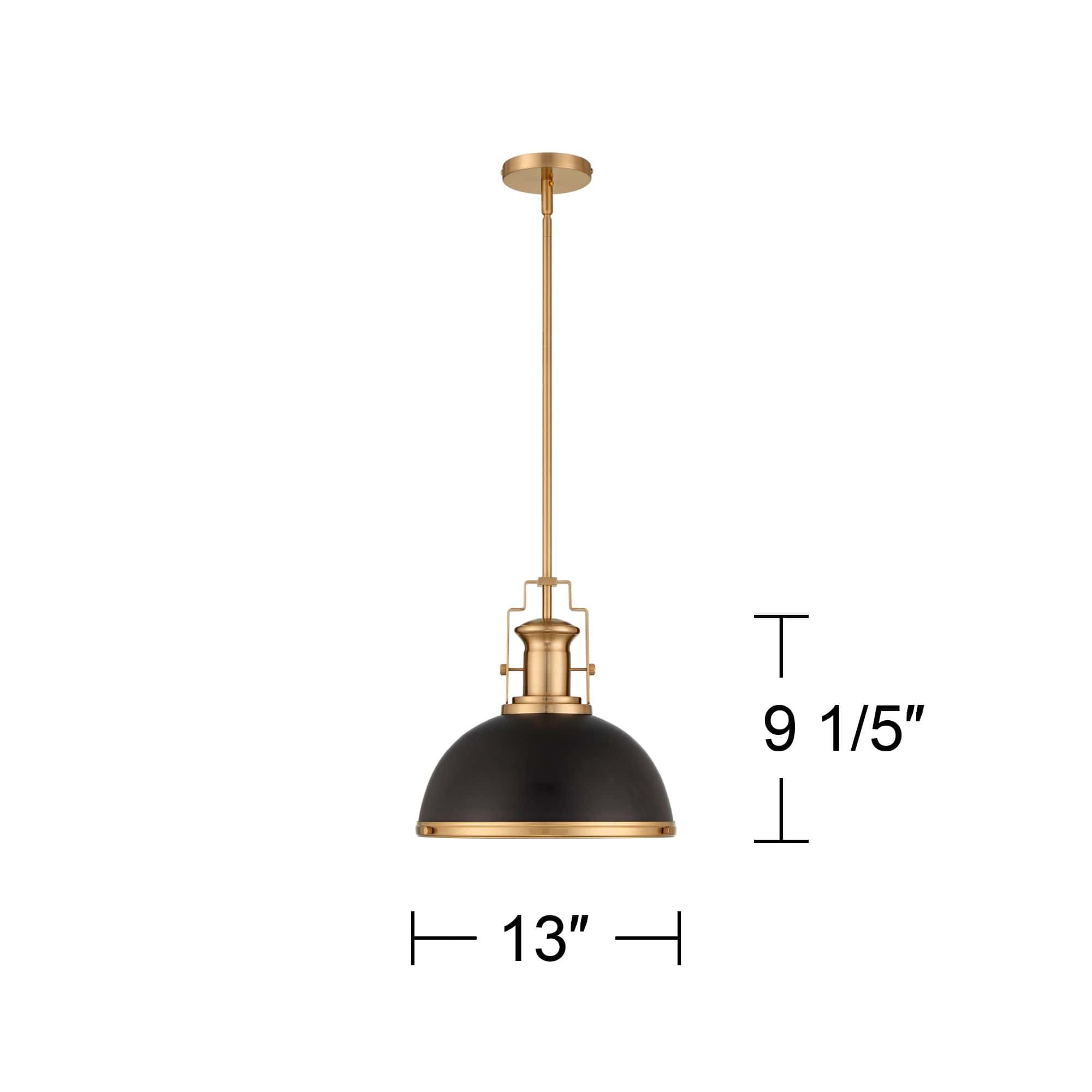 Possini Euro Design Posey 13" Wide Black and Gold Dome Pendant Light