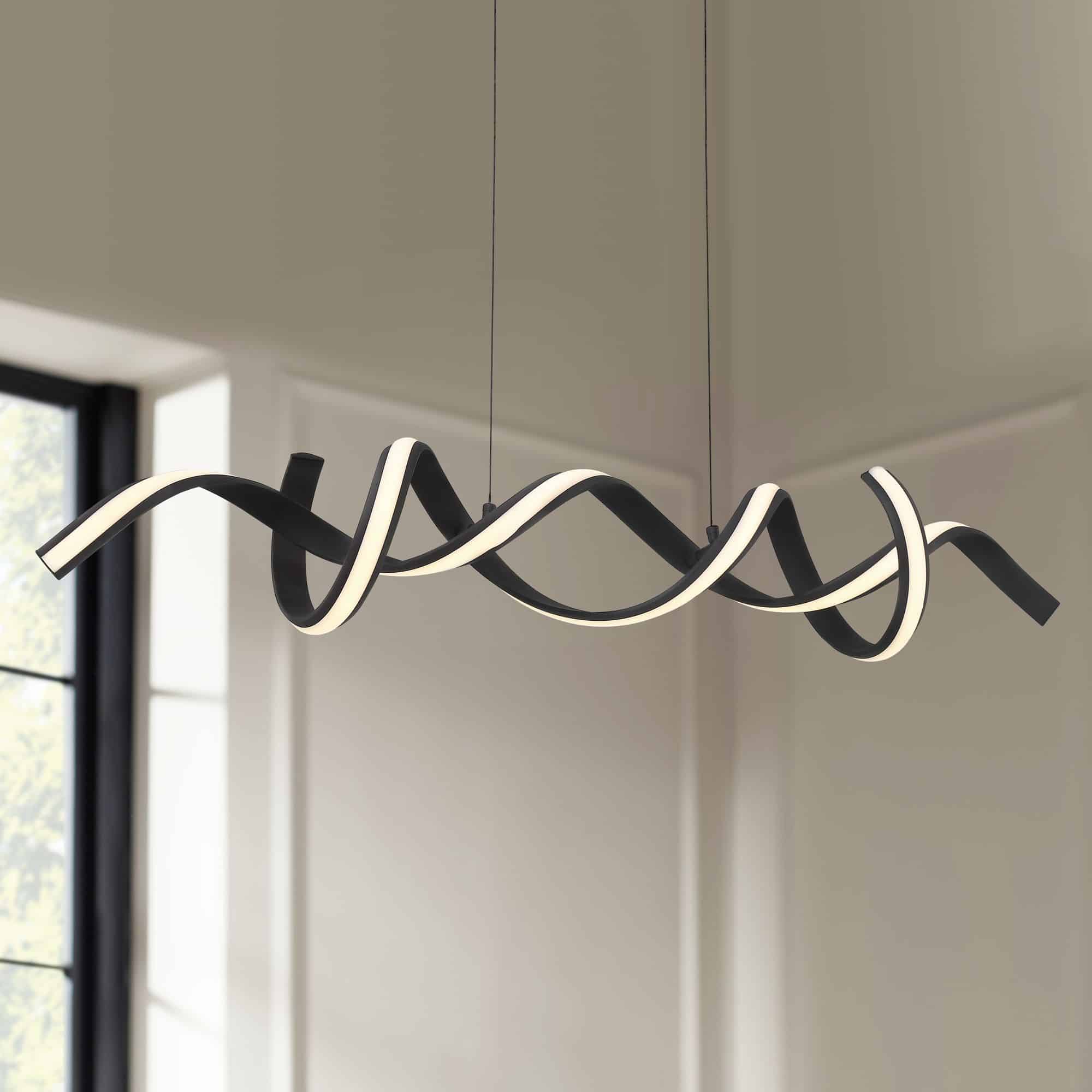 Possini Euro Helix 46" Sand Black Modern LED Spiral Island Pendant