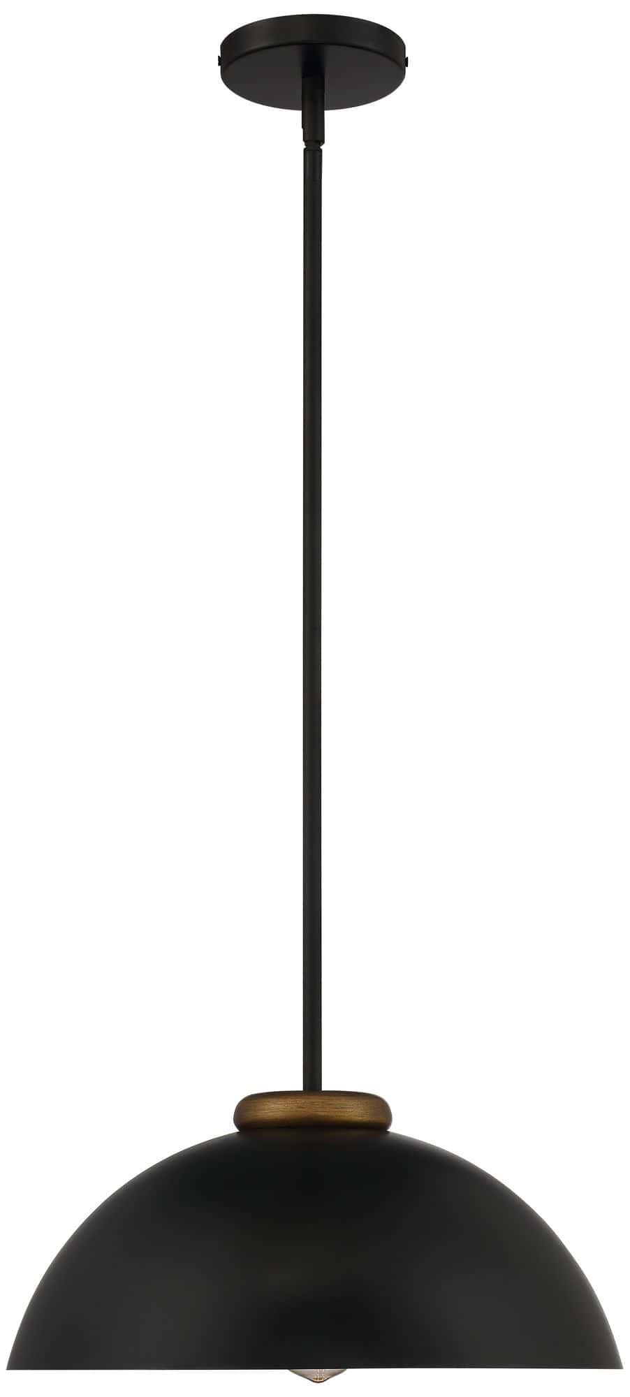 Possini Euro Janie 15 1/2" Wide Black and Gold Dome Pendant Light