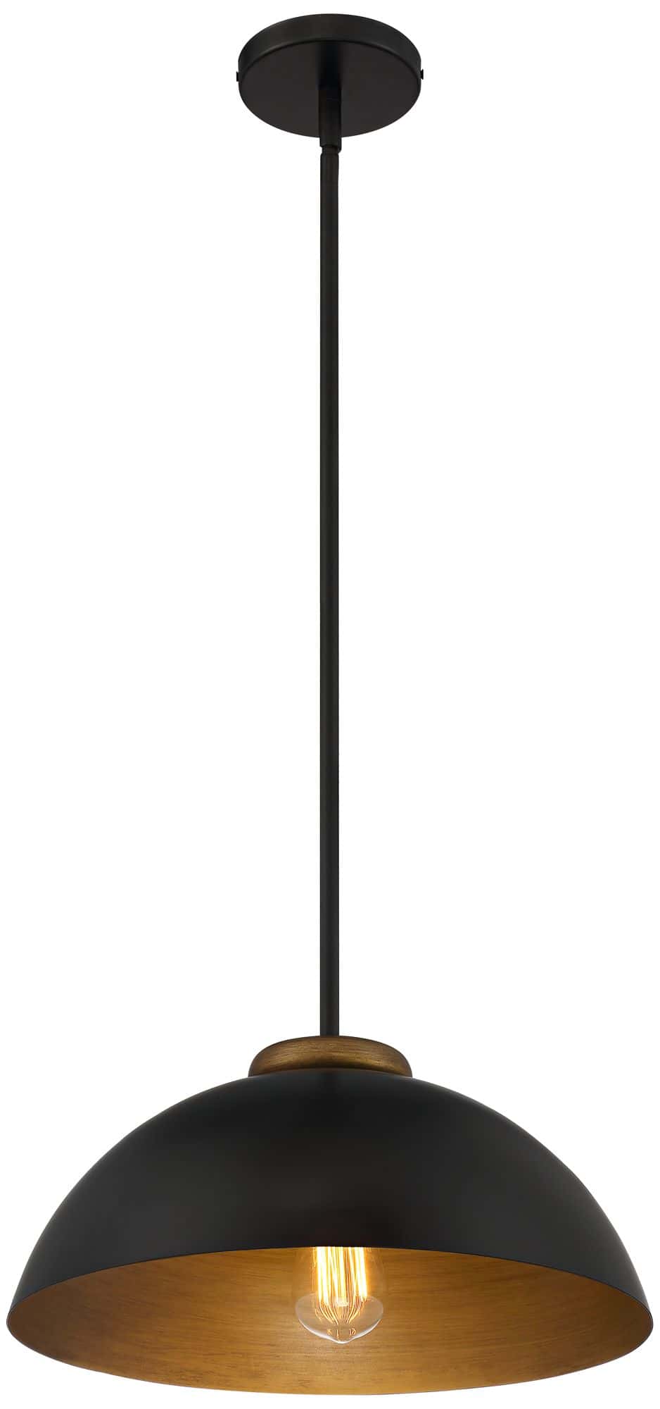 Possini Euro Janie 15 1/2" Wide Black and Gold Dome Pendant Light