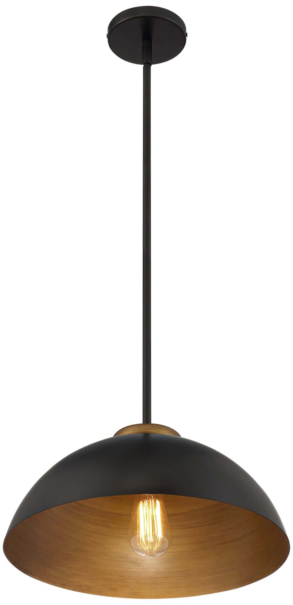 Possini Euro Janie 15 1/2" Wide Black and Gold Dome Pendant Light