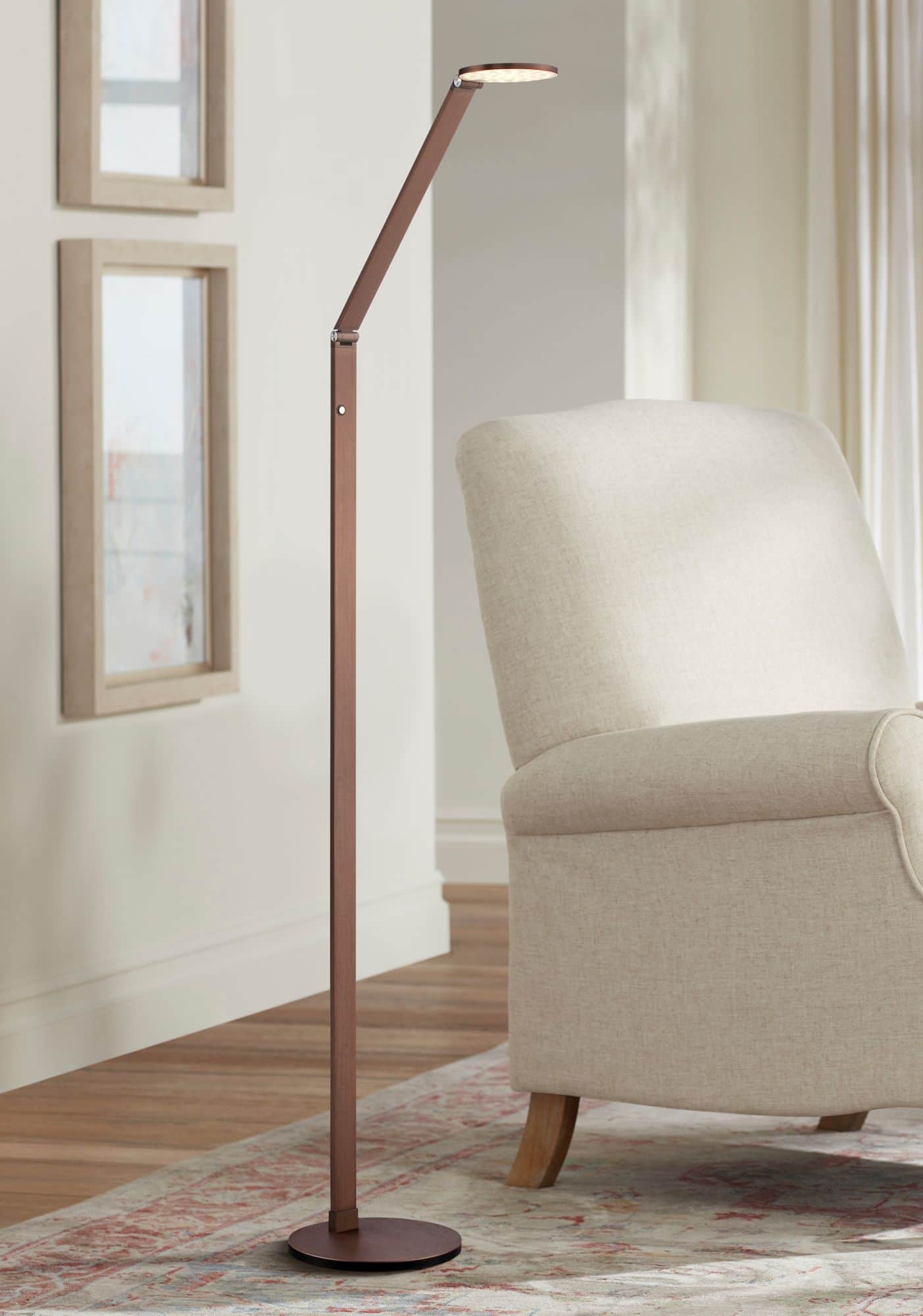Possini Euro Magnum Adjustable Height French Bronze Task LED Floor Lamp