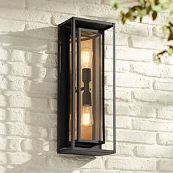 Possini Euro Metropolis 22" High Black and Gold Outdoor Wall Light