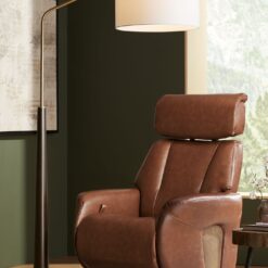 Possini Euro Pilar 72 1/2" Warm Gold and Espresso Arc Floor Lamp