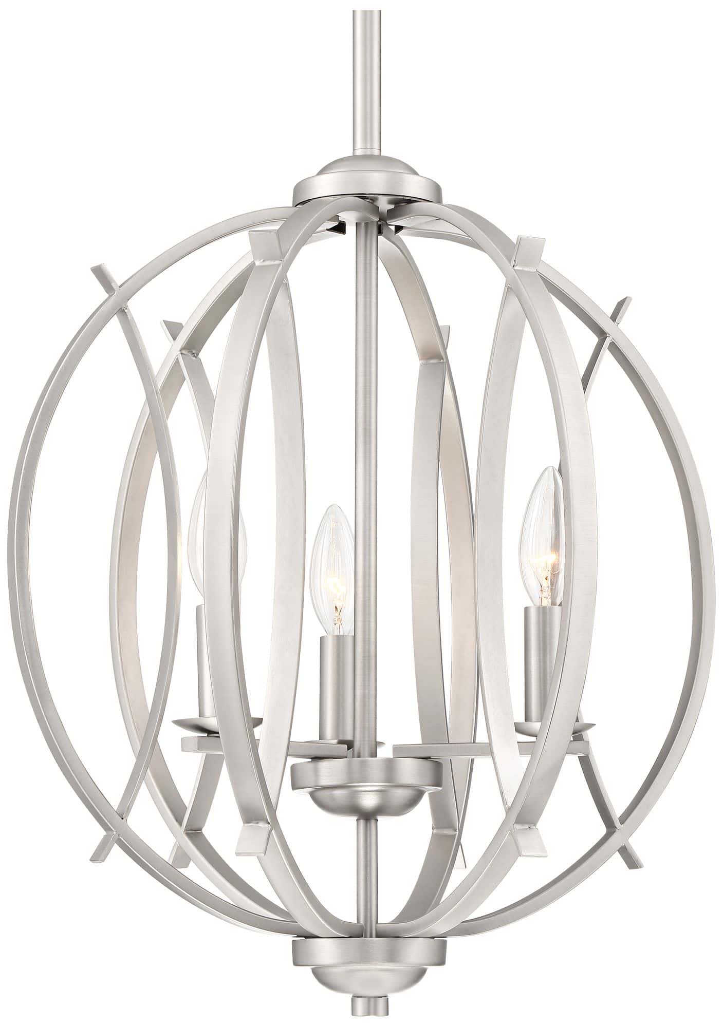 Possini Euro Spherical 16" Wide Brushed Nickel 3-Light Globe Pendant