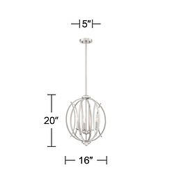 Possini Euro Spherical 16" Wide Brushed Nickel 3-Light Globe Pendant