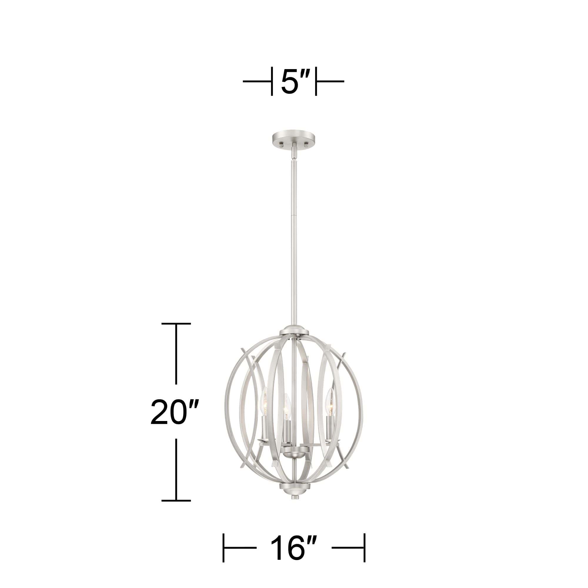 Possini Euro Spherical 16" Wide Brushed Nickel 3-Light Globe Pendant