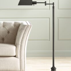 Regency Hill Jenson Adjustable Height Bronze Swing Arm Pharmacy Floor Lamp